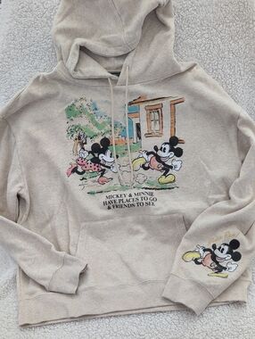 Mickey & Minnie Graphic Hoodie - Light Beige